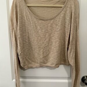 NATURAL LIFE Beige Long Sleeve Crop Top